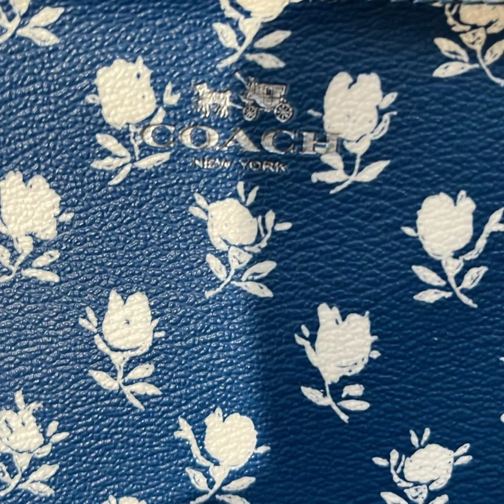 Coach blue floral small wristlet